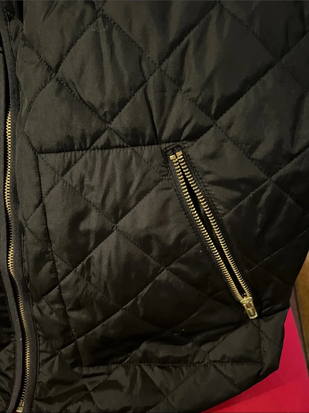 Old Navy Black Puffer Jacket with Gold-Tone Zipper